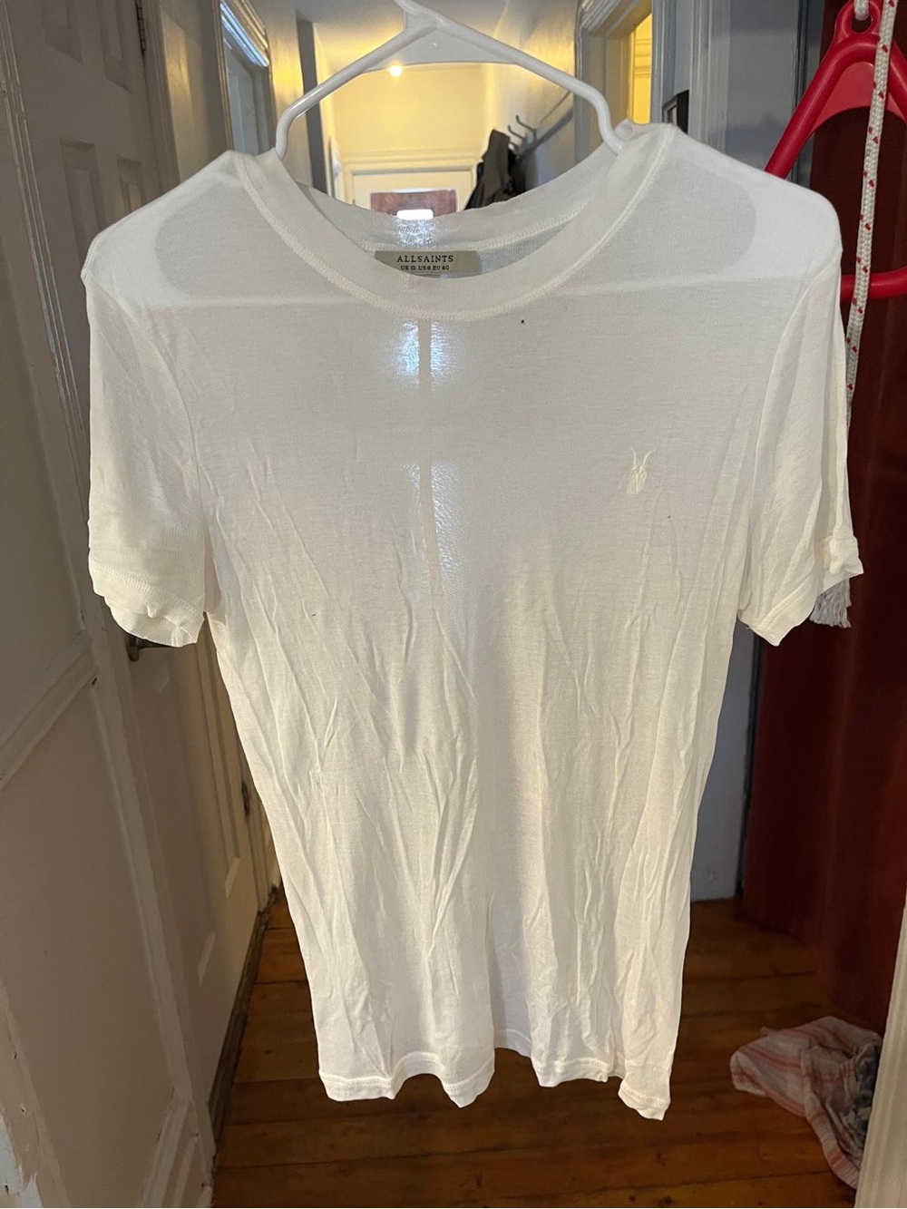 All Saints White Short-Sleeve sheer Crewneck T-Shirt
